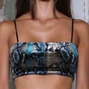 I.AM.GIA Revolve Snake Python Print Velvet Crop‎ Tank Top Medium M